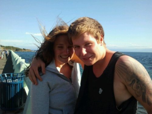 Ben and Kelly on the breakwater in Victoria