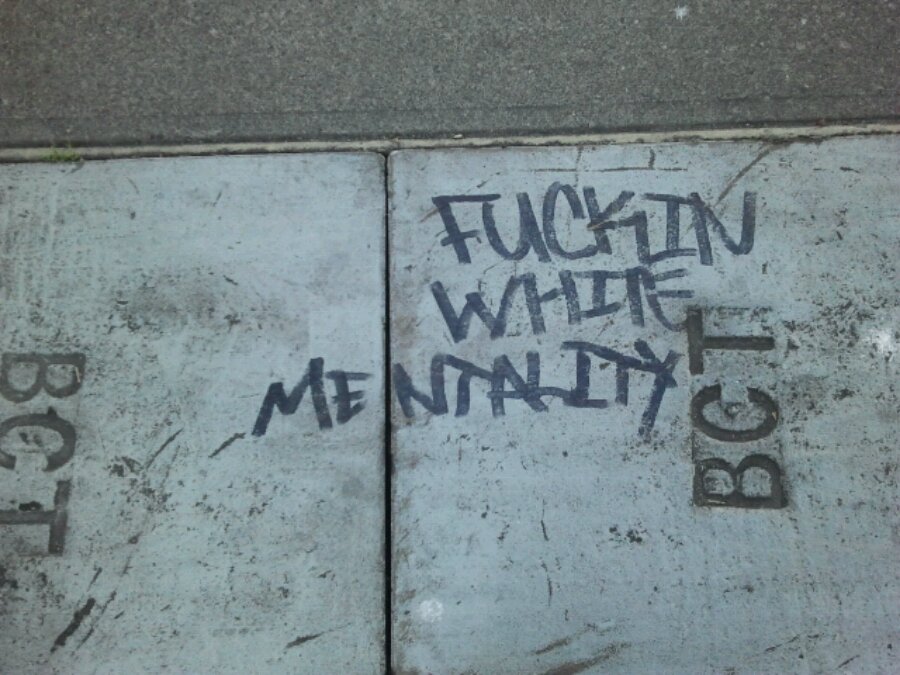 graffiti on the ground with swear word