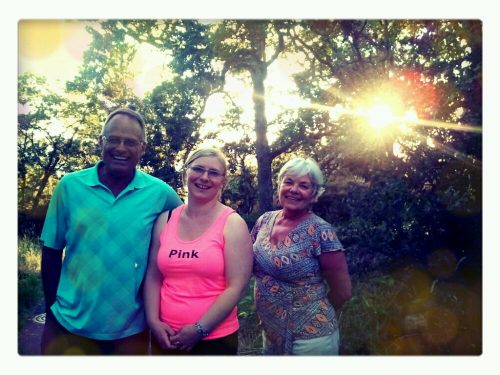 Summer dinner photo during an after dinner walk with Kim and Janet