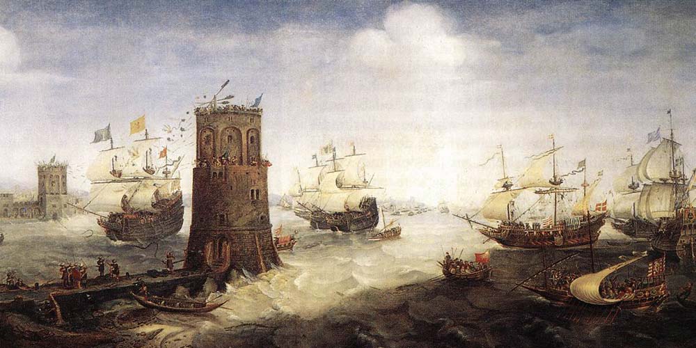 The Christians storm the beach during the crusades and capture a city of Muslims