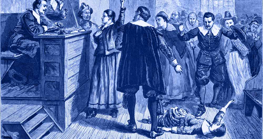 A woman is tried for being a witch in a Salem court