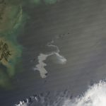 Gulf of Mexico, areal view of oil spill.
